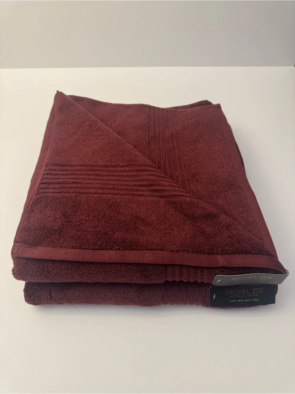 2pc RACHEL ZOE Luxe Twist Bath Towel Set - MERLOTMG - Cotton/Rayon From Bamboo